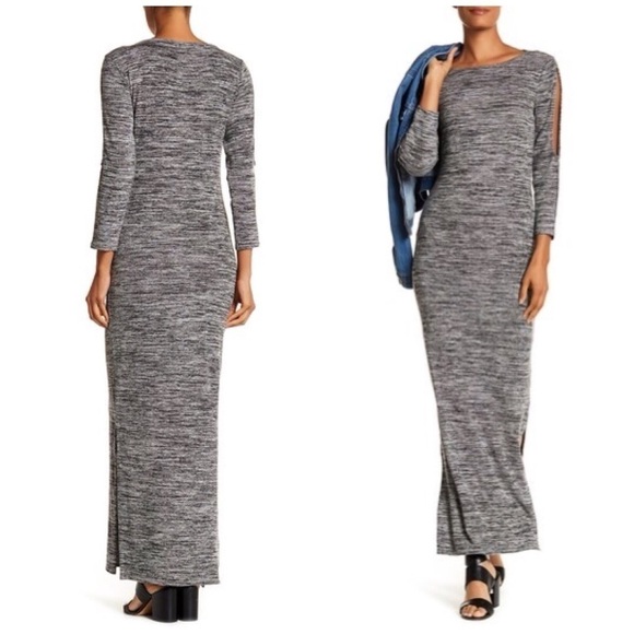 Philosophy Apparel Cold Shoulder Gray Maxi Dress Medium - Picture 1 of 7